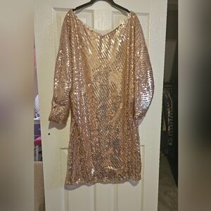 Unbranded Sequin Champagne Gold Dress Sz XL